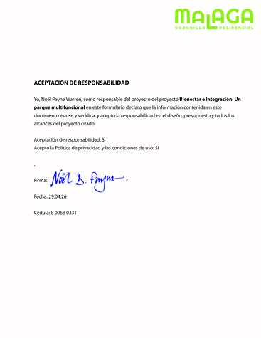 Aceptación de responsabilidad.